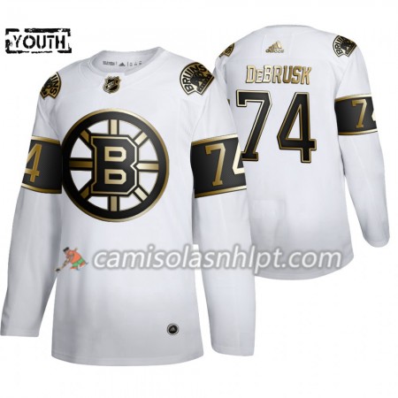 Camisola Boston Bruins Jake DeBrusk 74 Adidas 2019-2020 Golden Edition Branco Authentic - Criança
